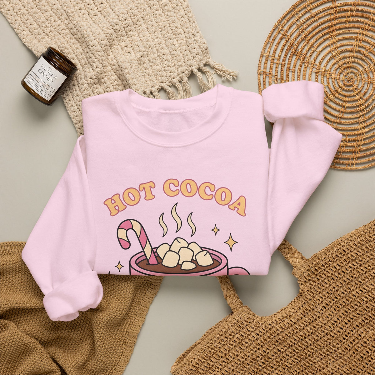 Hot Chocolate Cup Cocoa Winter Gift Line Mug Chocolate Fan Drawing Nostalgic White Marshmallows Sweatshirt