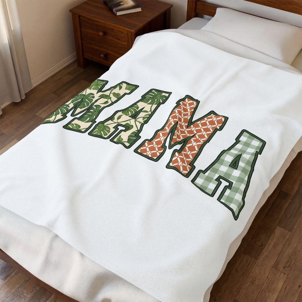 Patterned Letter Patches Blanket Moms Clan Gift Women Cabin Blanket Lettering Blanket Motherhood Enthusiast Rustic Blanket Tribe Graphic Country
