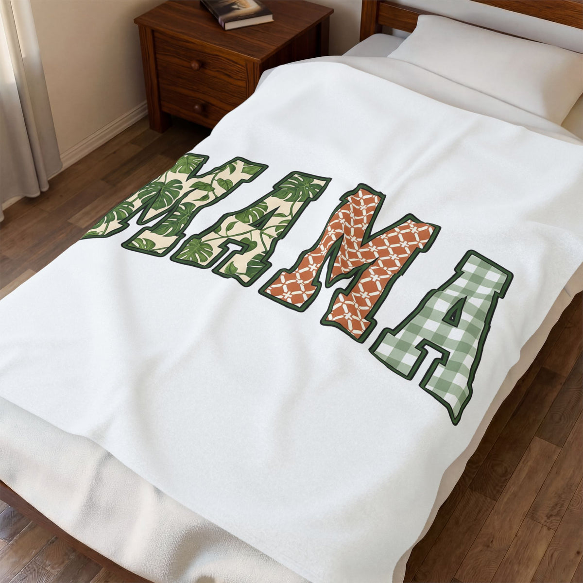 Patterned Letter Patches Blanket Moms Clan Gift Women Cabin Blanket Lettering Blanket Motherhood Enthusiast Rustic Blanket Tribe Graphic Country