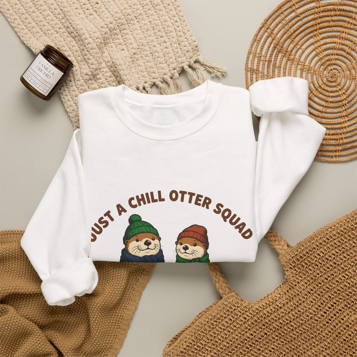 Otter Group Sweatshirt Funny Wildlife Gift Women Comic Sweatshirt Otters Sweatshirt Humor Fan Cartoon Sweatshirt Animal Graphic Sketch Beanies Sweatshirt