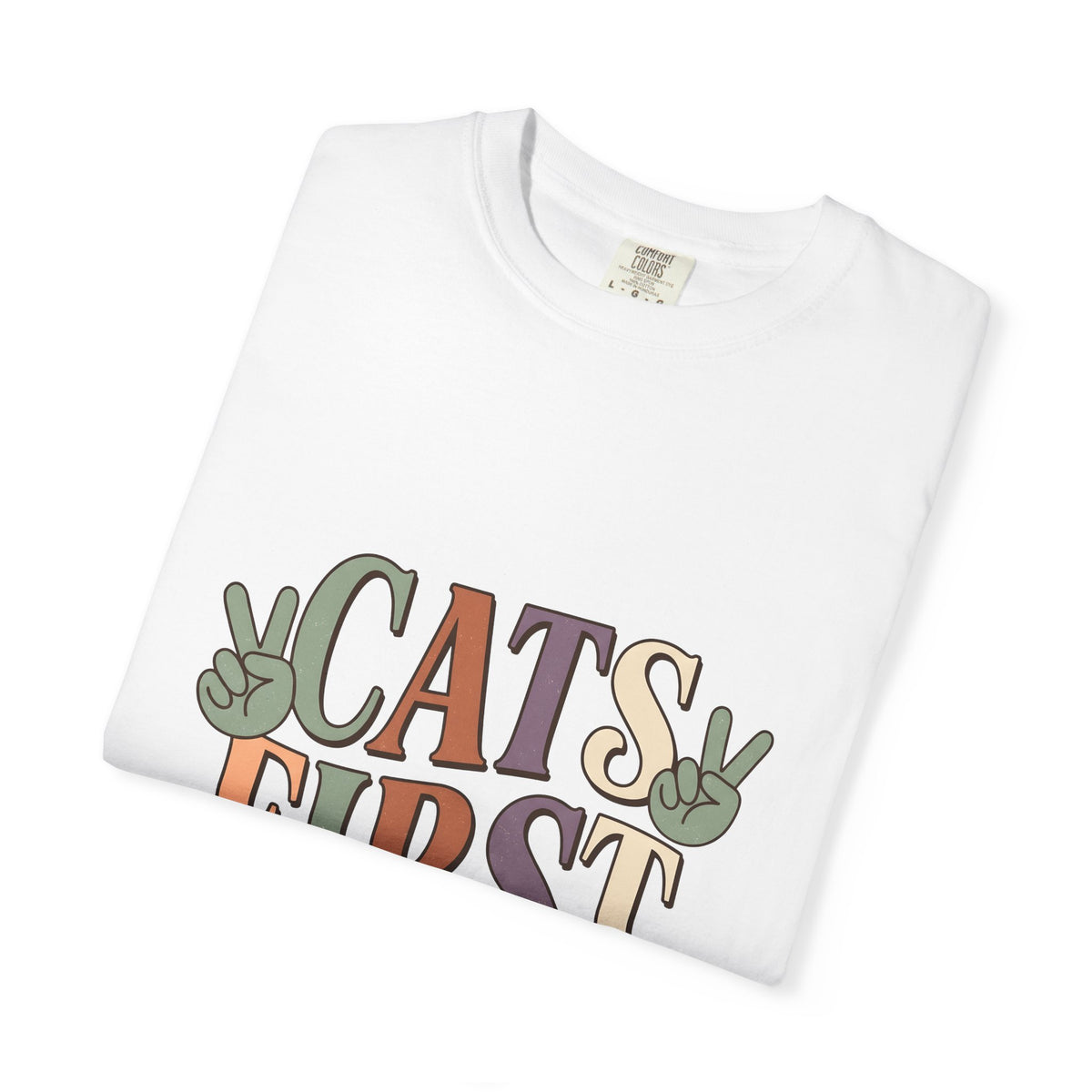 Peace Symbol Design T-Shirt Cat Animal Gift Women Vintage T-Shirt Peace Sign T-Shirt Cat Fan Feline T-Shirt Creature Graphic Sketch Hand Gesture