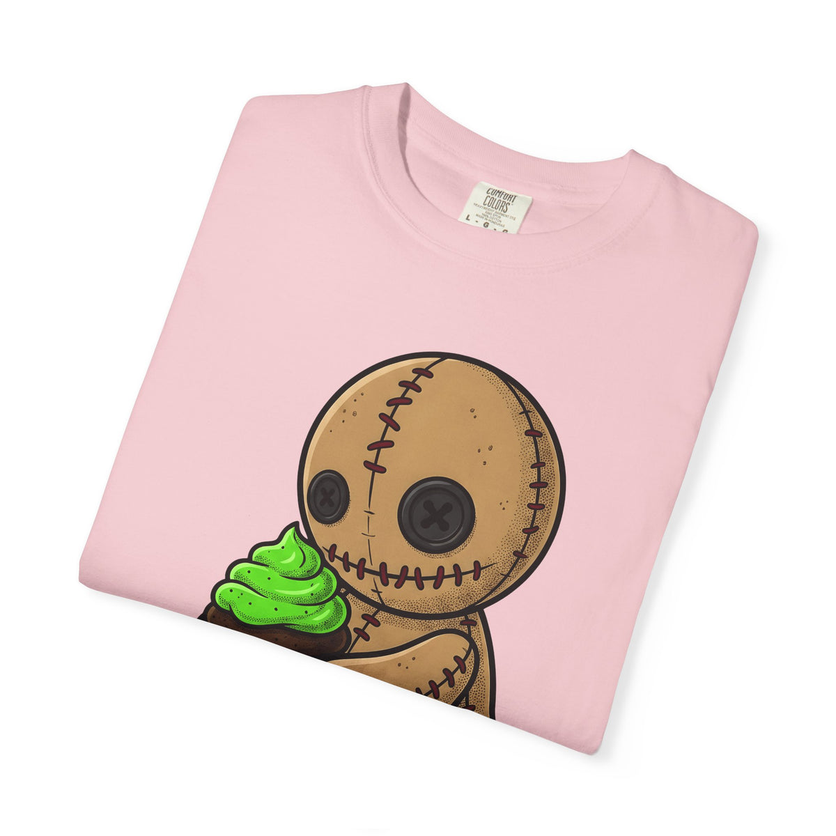 Voodoo Doll T-Shirt Desserts Spooky Gift Women Cartoon T-Shirt Poppet T-Shirt Pastry Fan Comic T-Shirt Horror Graphic Gothic Cupcake T-Shirt
