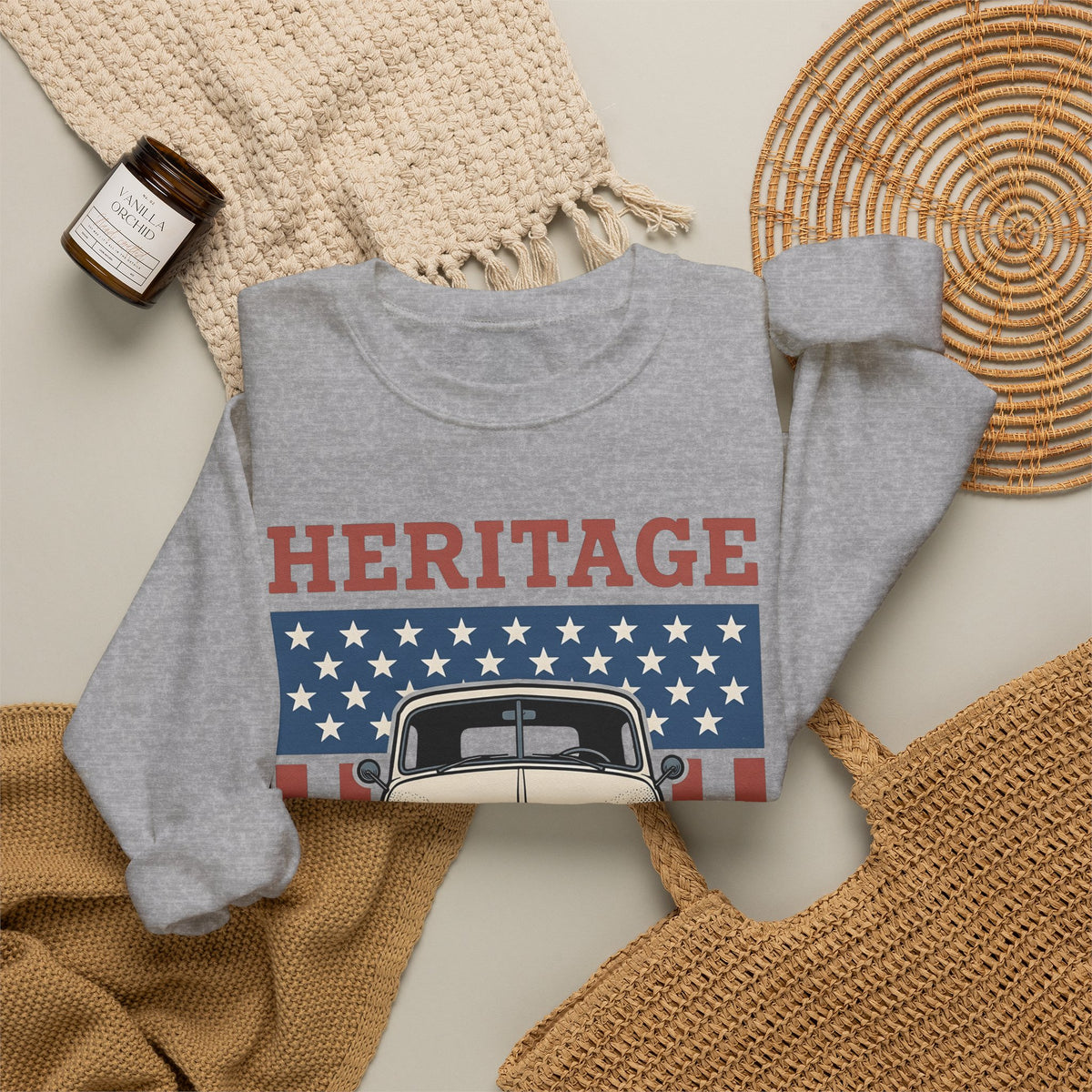 Antique Lorry Sweatshirt America Liberty Gift Women Retro Sweatshirt Truck Sweatshirt Patriot Enthusiast Vintage Sweatshirt Freedom Graphic Line Art Flag