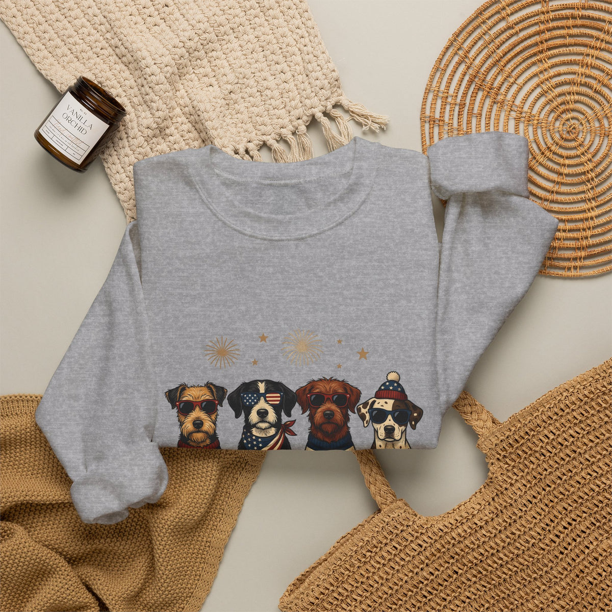 American Dogs Sweatshirt America 4Th Of July Creatures Gift Women Rustic Sweatshirt Canine Sweatshirt Patriot Fan Country Sweatshirt Beast Graphic Ink Drawing
