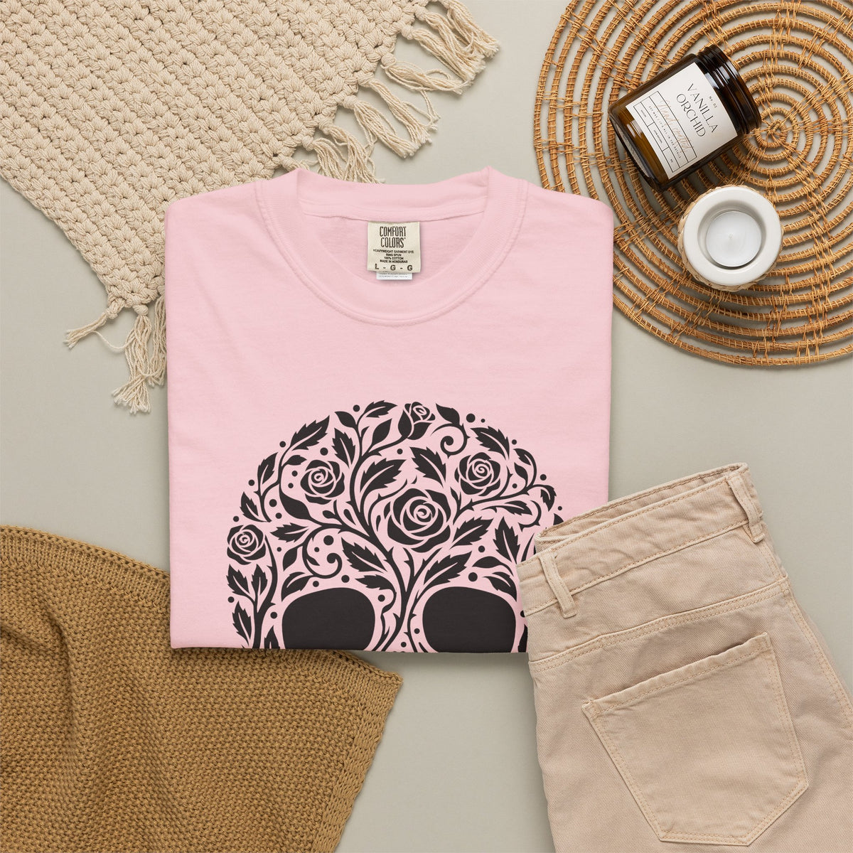 Blossom Skull T-Shirt St. Valentine's Day Macabre Gift Women Line Art T-Shirt Sugar Skull T-Shirt Valentine Fan Hand Drawn T-Shirt Dark Graphic