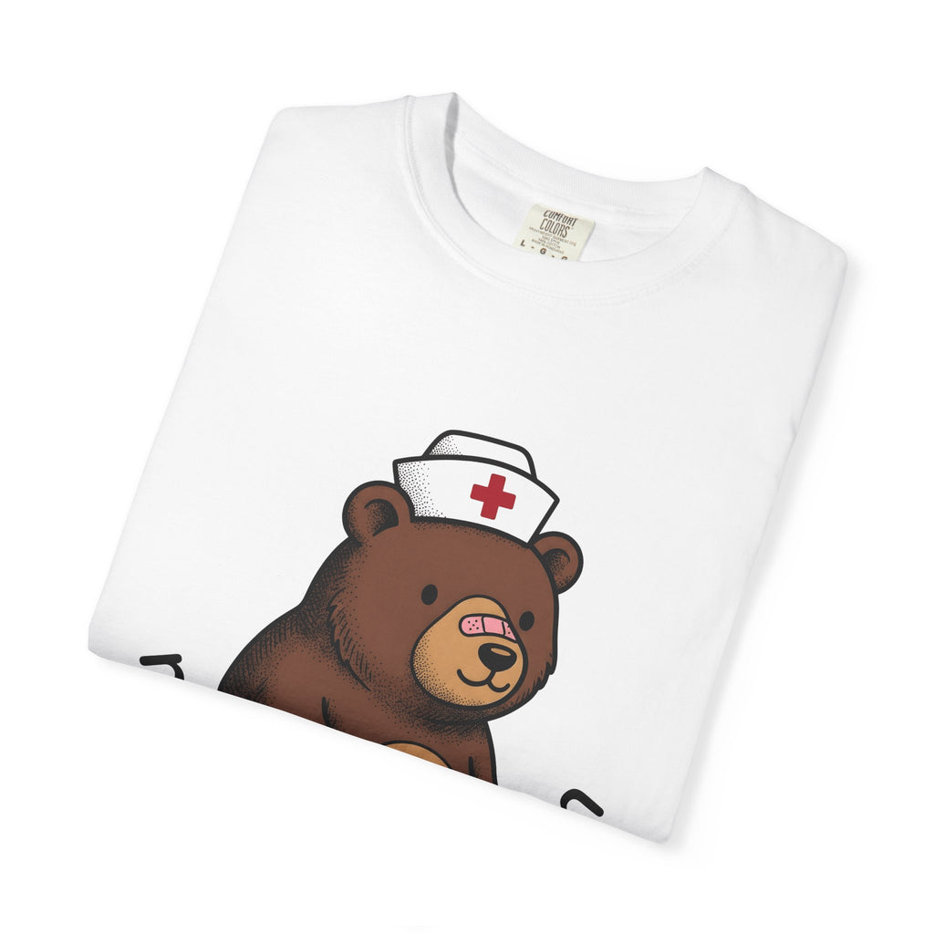 Nurse Bear T-Shirt Nurse Animal Gift Women Cute T-Shirt Teddy Bear T-Shirt Nursing Enthusiast Kawaii T-Shirt Creature Graphic Cartoon Nurse Hat