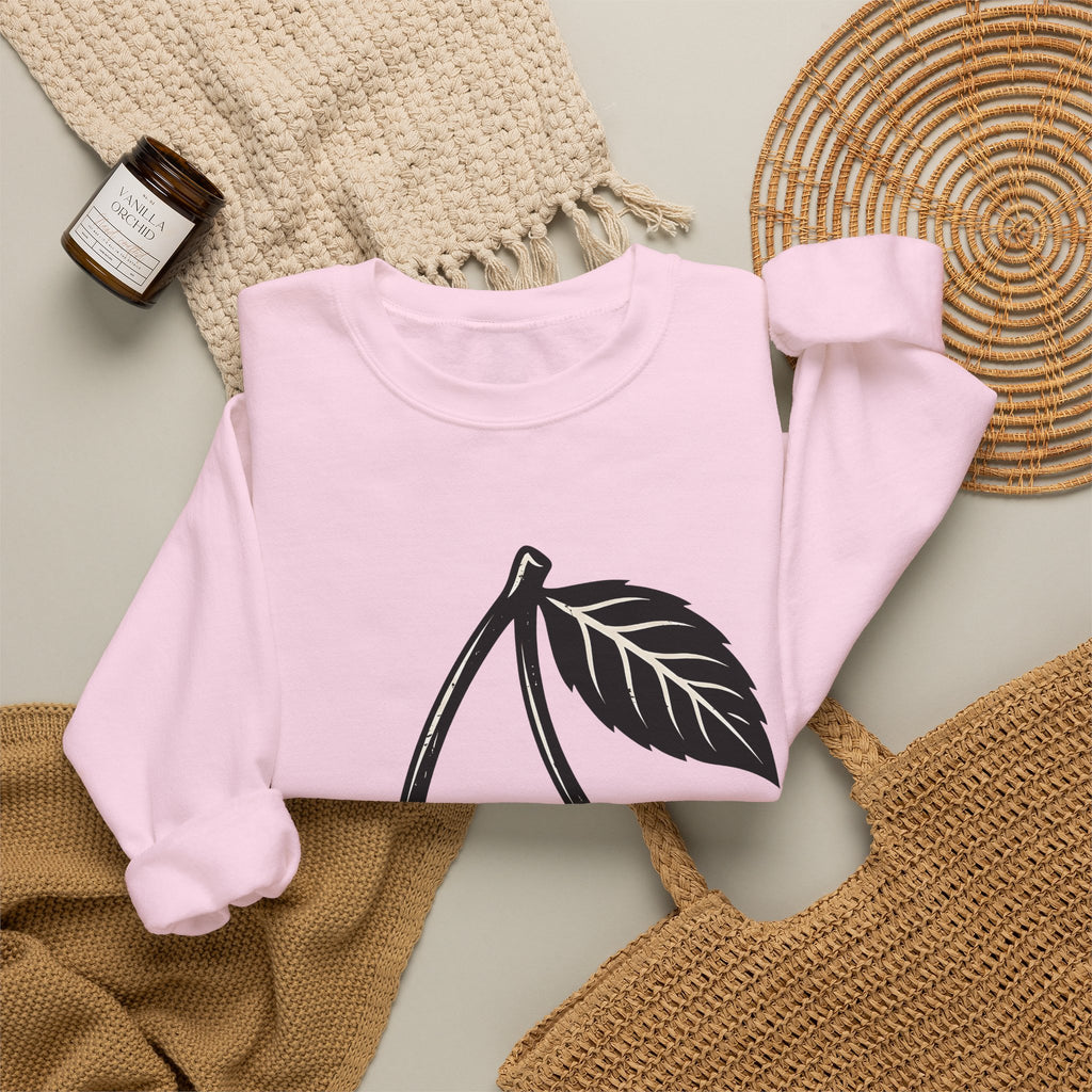 Cherry Illustration Sweatshirt Moms Produce Gift Women Rustic Sweatshirt Cherry Sweatshirt Mother Fan Vintage Sweatshirt Harvest Graphic Nostalgic Plaid Design