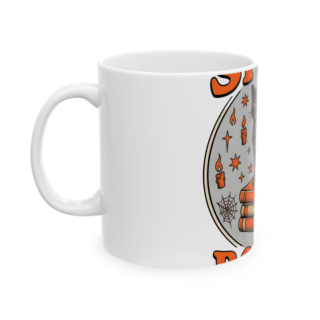 Black Cat Mug Halloween Witchcraft Gift Women Vintage Mug Cat Mug Horror Fan Occult Graphic Mug Retro Spell