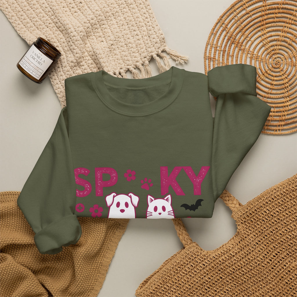 Spooky Dog Cat Sweatshirt Vet Tech Holiday Gift Women Adorable Sweatshirt Halloween Cat Sweatshirt Veterinary Technician Fan Cute Sweatshirt Christmas Graphic