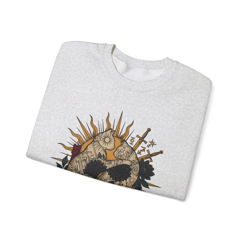 Oracle Cat Sweatshirt Cat Magic Gift Women Ink Sweatshirt Kitty Cat Sweatshirt Feline Fan Tattoo Sweatshirt Mystical Graphic Classic Dark Blossoms Sweatshirt