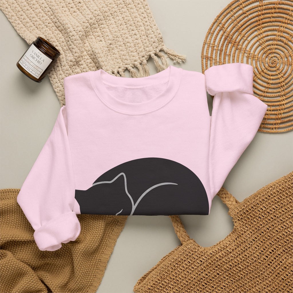 Dozing Feline Sweatshirt Cat Creature Gift Women Geometric Sweatshirt Cat Sweatshirt Kitty Fan Abstract Sweatshirt Beast Graphic Minimalist Claw Sweatshirt
