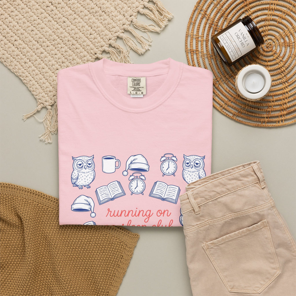 Sleepy Owl T-Shirt Mom Book Gift Women Hand Drawn T-Shirt Owl T-Shirt Mother Fan Owl T-Shirt Bibliophile Graphic Doodle Coffee T-Shirt T-Shirt