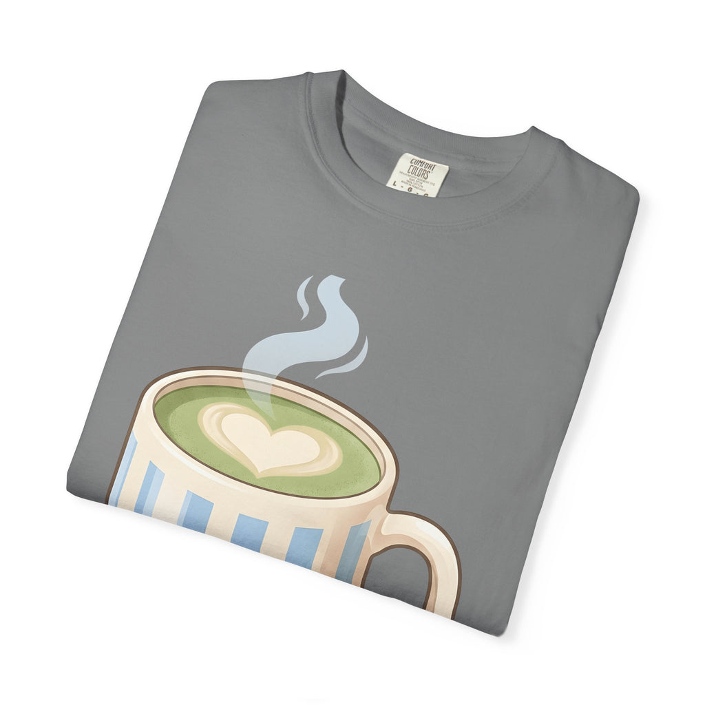 Matcha Latte T-Shirt Coffee Foodie Gift Women Kawaii T-Shirt Green Tea T-Shirt Coffee Fan Cute T-Shirt Food Graphic Minimalist Heart Steam T-Shirt