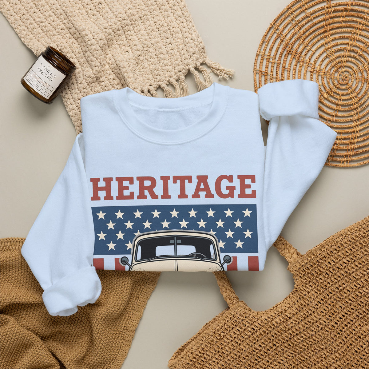 Antique Lorry Sweatshirt America Liberty Gift Women Retro Sweatshirt Truck Sweatshirt Patriot Enthusiast Vintage Sweatshirt Freedom Graphic Line Art Flag