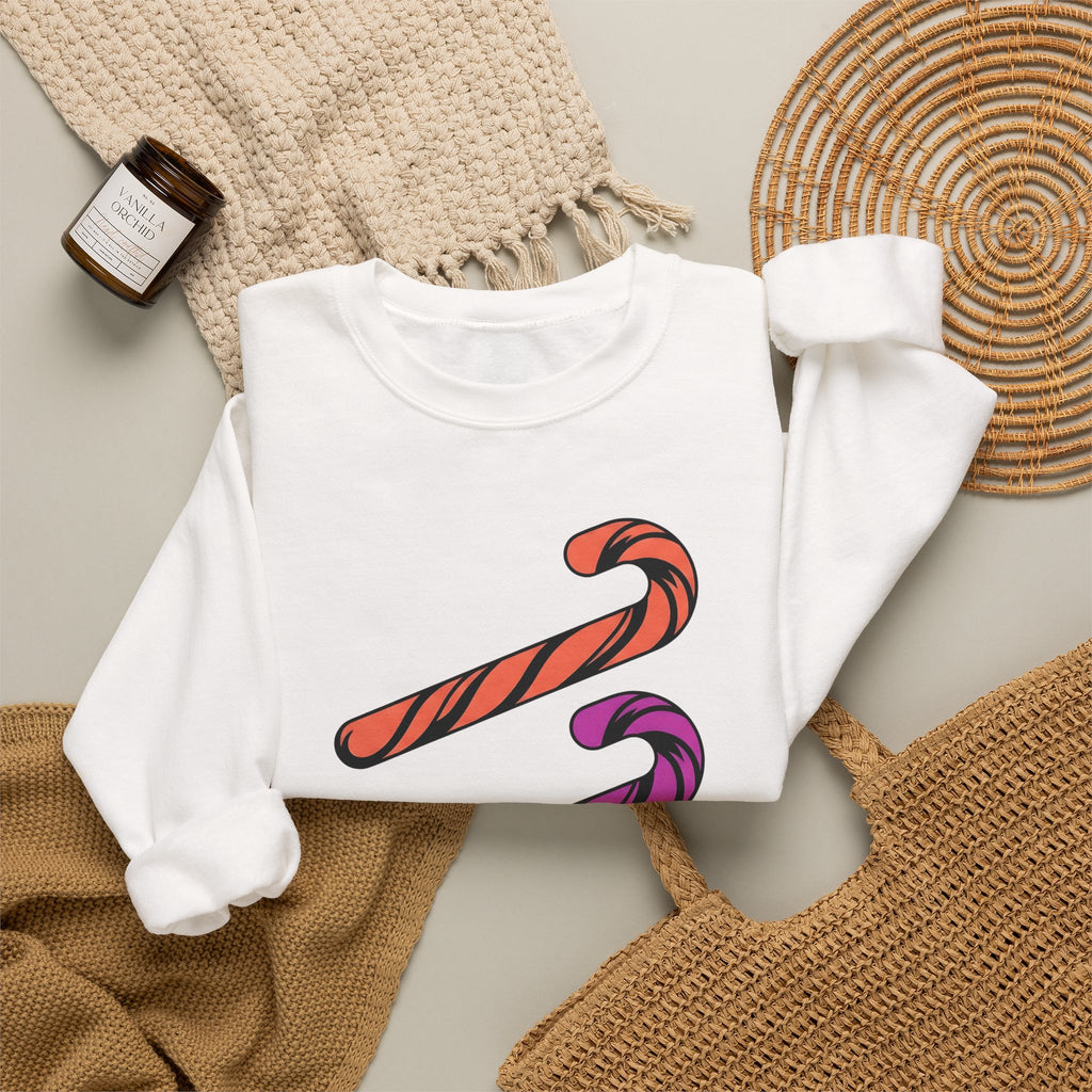 Holiday Candy Sweatshirt Christmas Confectionery Gift Women Flat Design Sweatshirt Candy Sweatshirt Christmas Fan Minimalist Sweatshirt Sweets Graphic Clean