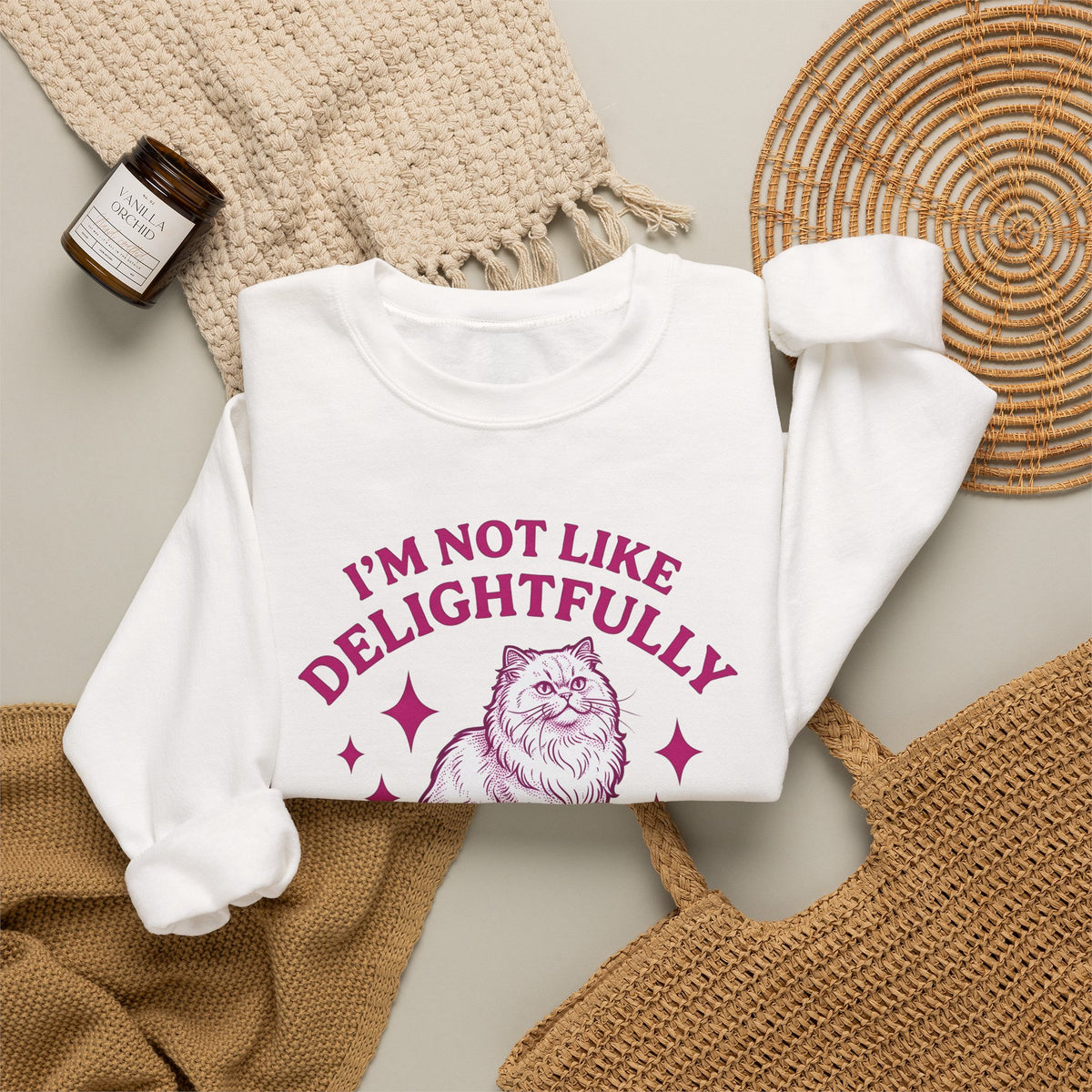 Furry Cat Sweatshirt Funny Animal Gift Women Classic Sweatshirt Kitten Sweatshirt Humor Fan Cartoon Sweatshirt Creature Graphic Doodle Throw Sweatshirt Sweatshirt