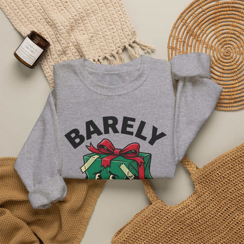 Weathered Package Sweatshirt Christmas Comedy Gift Women Animated Sweatshirt Parcel Sweatshirt Xmas Fan Cartoon Sweatshirt Humor Graphic Old School Knot Sweatshirt