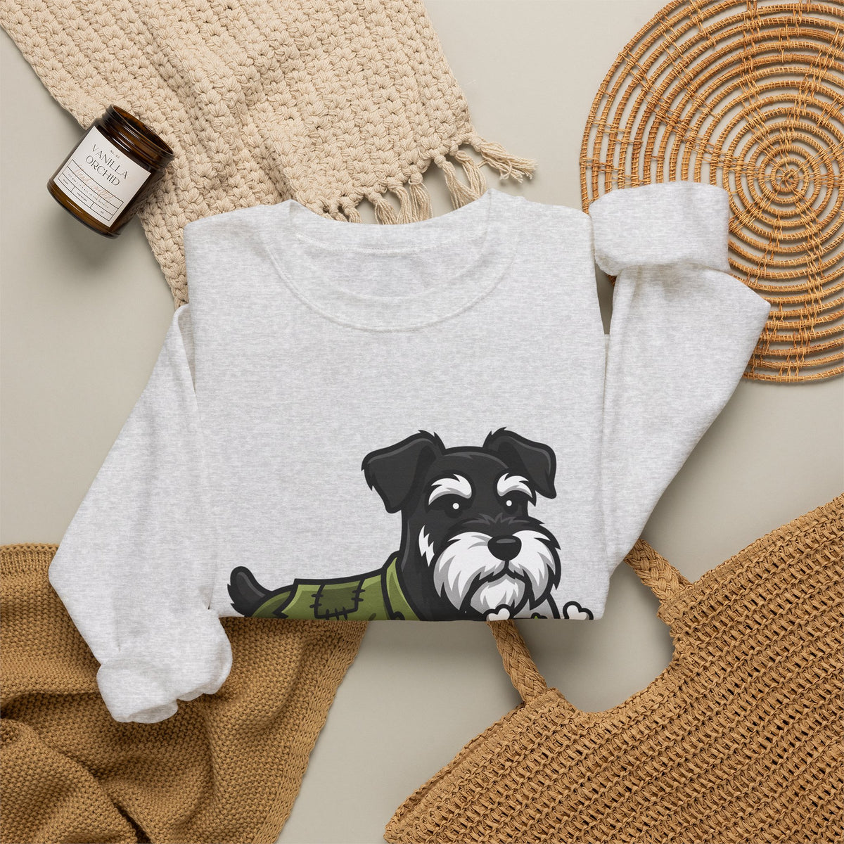 Schnauzer Pet Sweatshirt Halloween Animal Gift Women Animated Sweatshirt Dog Sweatshirt Horror Fan Cartoon Sweatshirt Creature Graphic Classic Candy Container