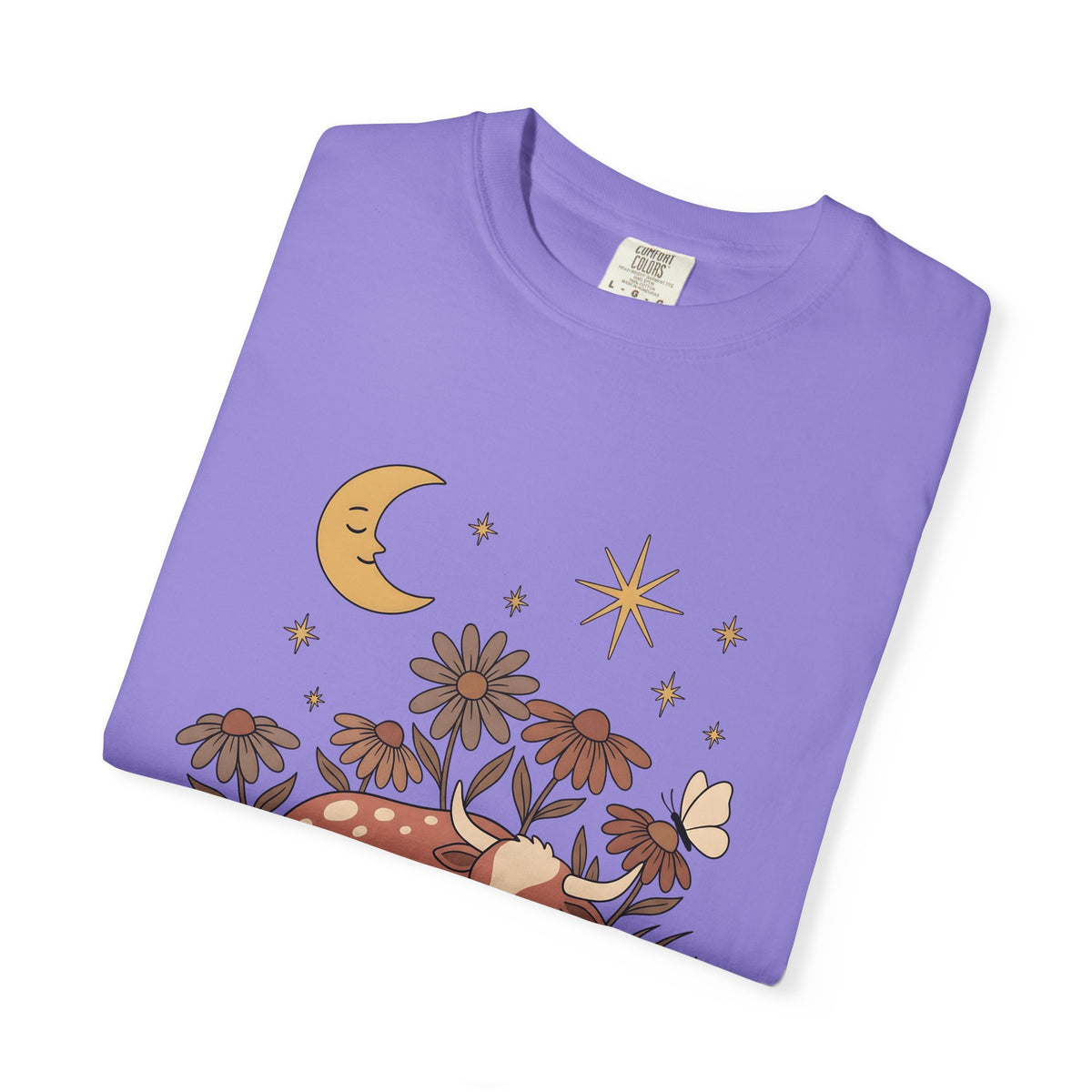 Sleeping Cow T-Shirt Cowgirl Western Gift Women Boho T-Shirt Cow T-Shirt Rancher Fan Hippie T-Shirt Rodeo Graphic Vintage Wildflowers T-Shirt