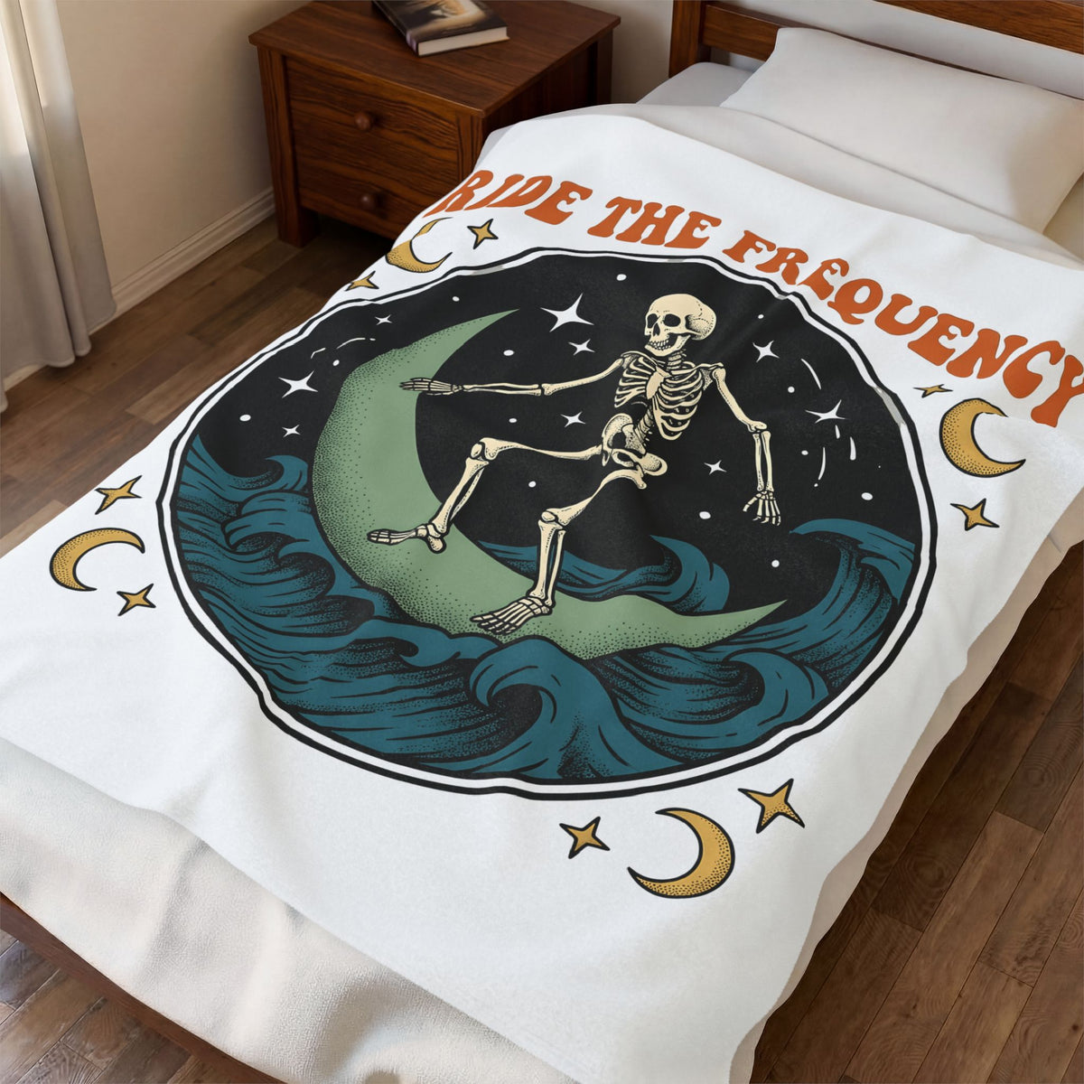 Skeleton Wave Riding Surfing Universe Gift Nostalgic Surfing Surfer Surf Enthusiast Retro Galaxy Classic Blanket