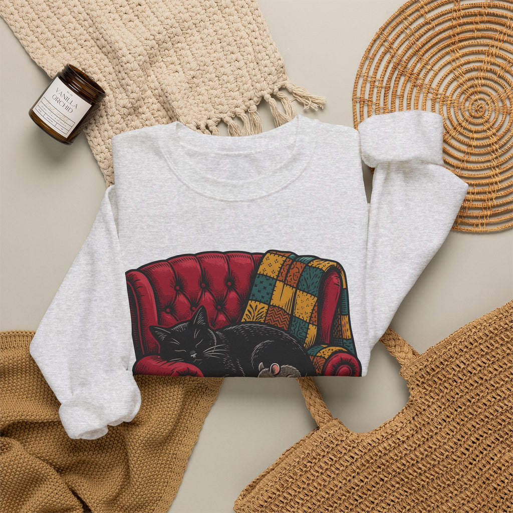 Ebony Cat Chair Sweatshirt Cat Interior Accents Gift Women Rustic Sweatshirt Cat Chair Sweatshirt Cat Fan Feline Sweatshirt Home Decor Graphic Outline Tiny