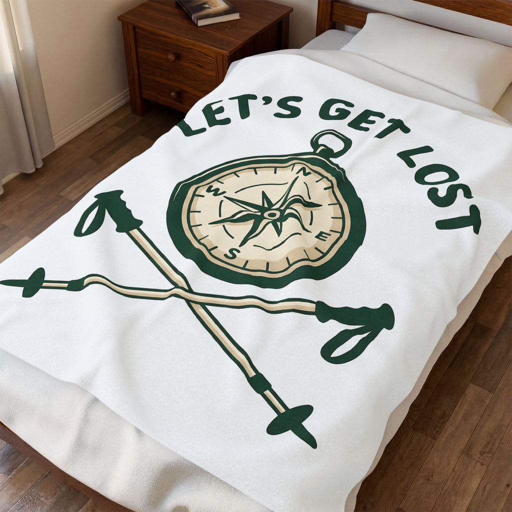 Compass Image Blanket Hiking Outdoors Gift Women Hand Drawn Blanket Navigation Blanket Trekker Enthusiast Illustrated Blanket Nature Graphic Clean