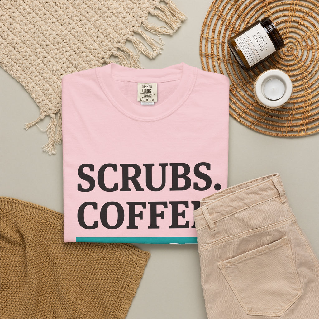 Coffee Cup T-Shirt Nurse Humor Gift Women Modern T-Shirt T-Shirt T-Shirt Rn Fan Contemporary T-Shirt Funny Graphic Minimalist Teal Highlight T-Shirt
