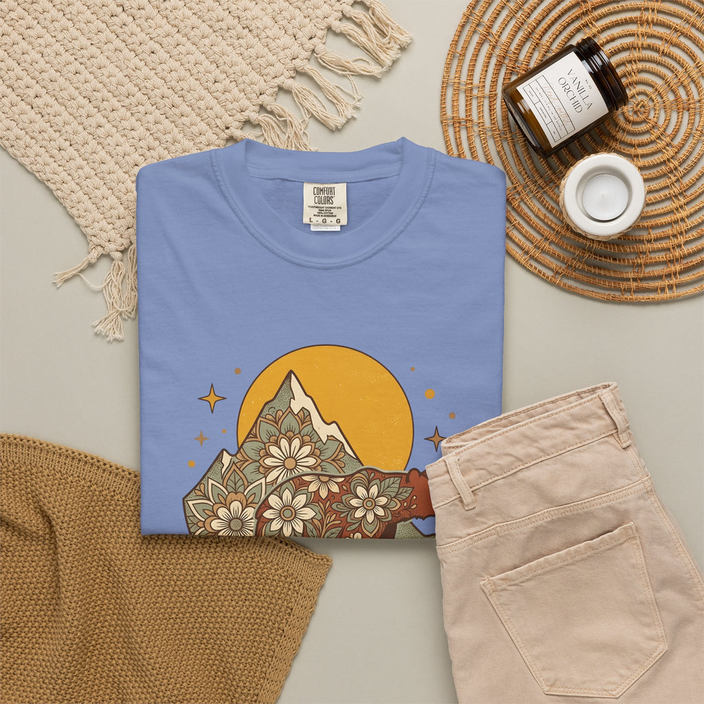 Flower Bear T-Shirt Boho Chic Outdoors Gift Women Hippie T-Shirt Teddy Bear T-Shirt Bohemian Fan Psychedelic T-Shirt Nature Graphic Retro Hill