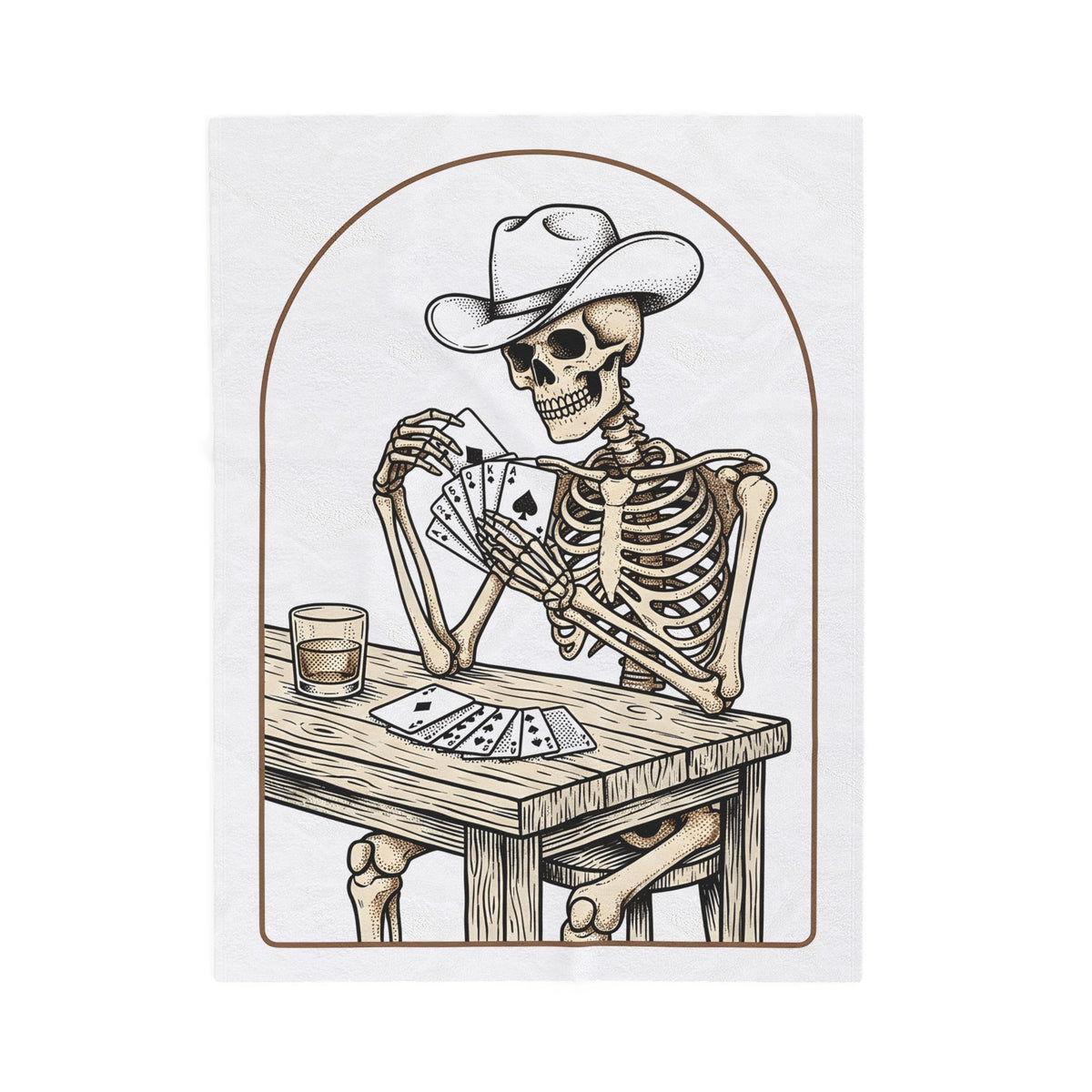 Skeleton Rancher Blanket Halloween Cowboy Gear Gift Women Shabby Chic Blanket Skeleton Blanket Horror Fan Distressed Graphic Blanket Doodle Card