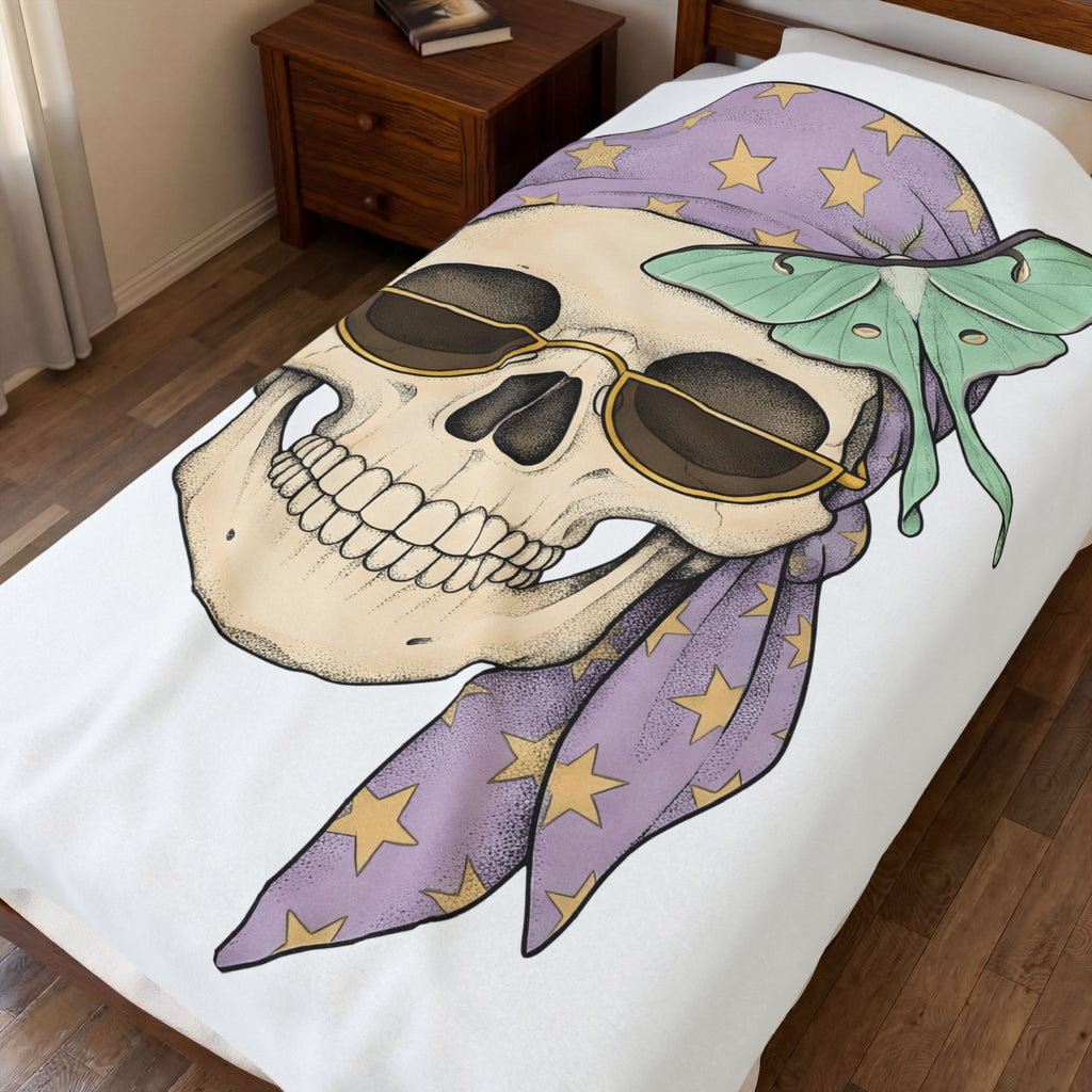 Skull Handkerchief Blanket Boho Chic Gothic Fashion Gift Women Ethnic Blanket Bandana Blanket Bohemian Fan Tribal Blanket Dark Graphic Rustic