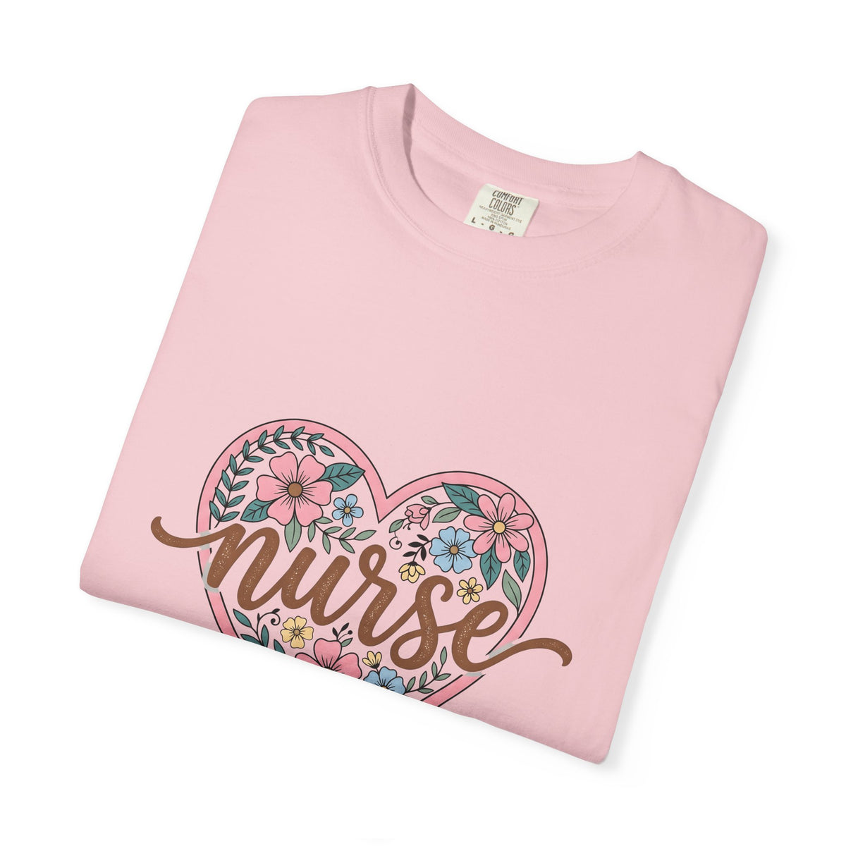 Flower Heart T-Shirt Nurse Thanks Gift Women Cartoon T-Shirt Floral T-Shirt Healthcare Enthusiast Comic T-Shirt Appreciation Graphic Retro Petals