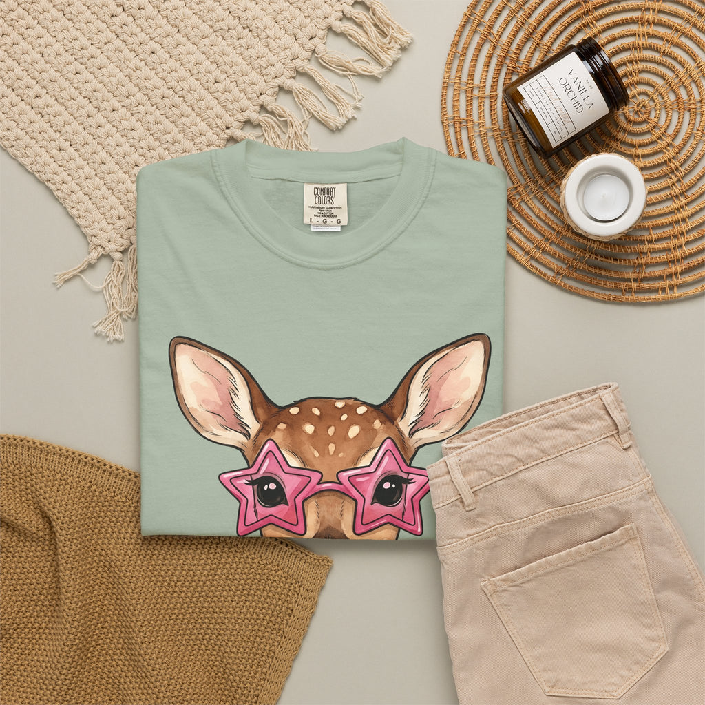 Buck T-Shirt Moms Creature Gift Women Ink T-Shirt Deer T-Shirt Mother Fan Tattoo T-Shirt Beast Graphic Fantasy Petals T-Shirt