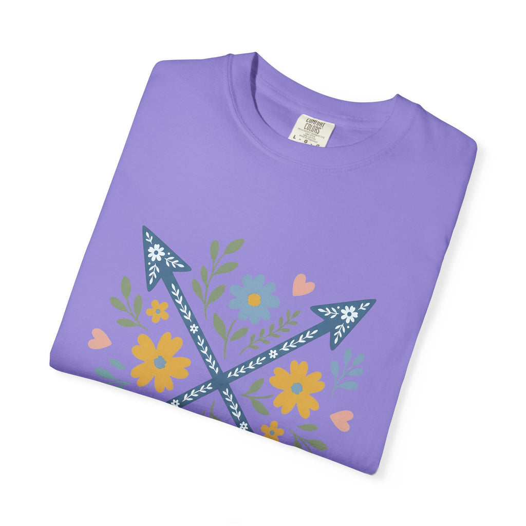 Crossed Arrows T-Shirt Cowgirl Country Gift Women Folk T-Shirt Quivers T-Shirt Rodeo Fan Quilt Design Southwestern Wildflowers T-Shirt