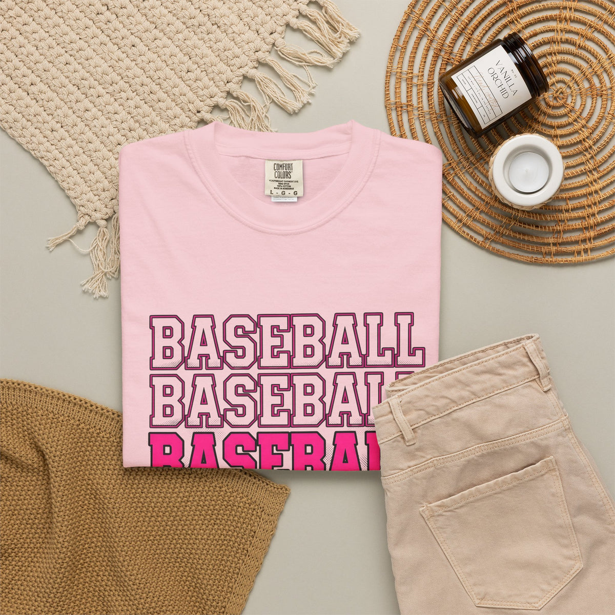 Baseball Lettering T-Shirt Moms Athletics Gift Women Strong T-Shirt Lettering T-Shirt Mom Fan Bold T-Shirt Sports Graphic Vintage Pink Highlight