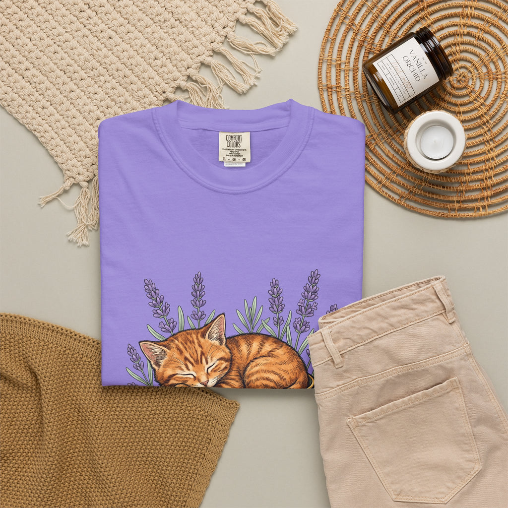 Kitten Cup T-Shirt Cat Garden Gift Women Line Art T-Shirt Cat T-Shirt T-Shirt Cat Fan Feline Graphic T-Shirt Floral Design Hand Painted Flower T-Shirt