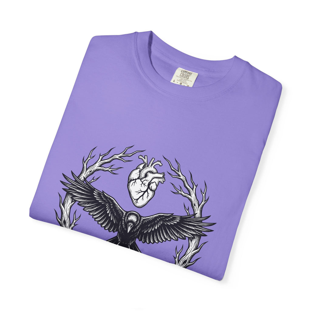 Raven Love T-Shirt Gothic Gloom Gift Women Spooky T-Shirt Crow Love T-Shirt Dark Fan Creepy T-Shirt Dark Illustration Hand Drawn Antler Crown