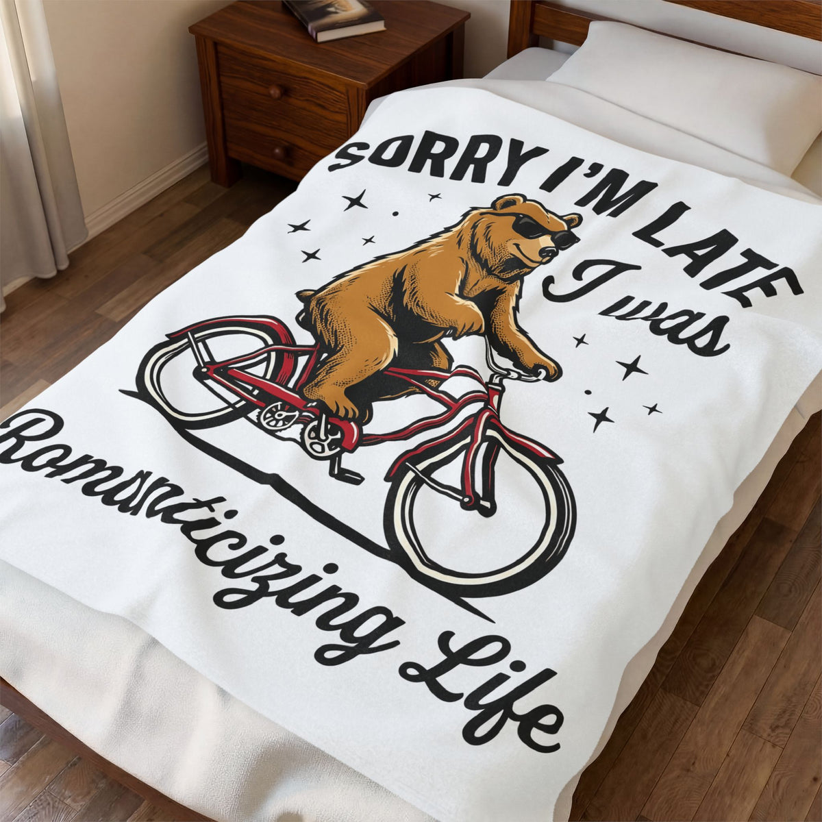 Bear Cycling Blanket Funny Creatures Gift Women Funny Cartoon Blanket Bear Blanket Humor Fan Cartoonish Blanket Animal Graphic Classic Cool Glasses
