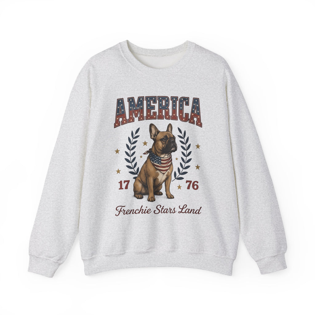 French Bulldog Sweatshirt America Patriotic Gift Women Vintage Sweatshirt Bouledogue Sweatshirt American Fan Retro Illustration Graphic Retro Stars Sweatshirt
