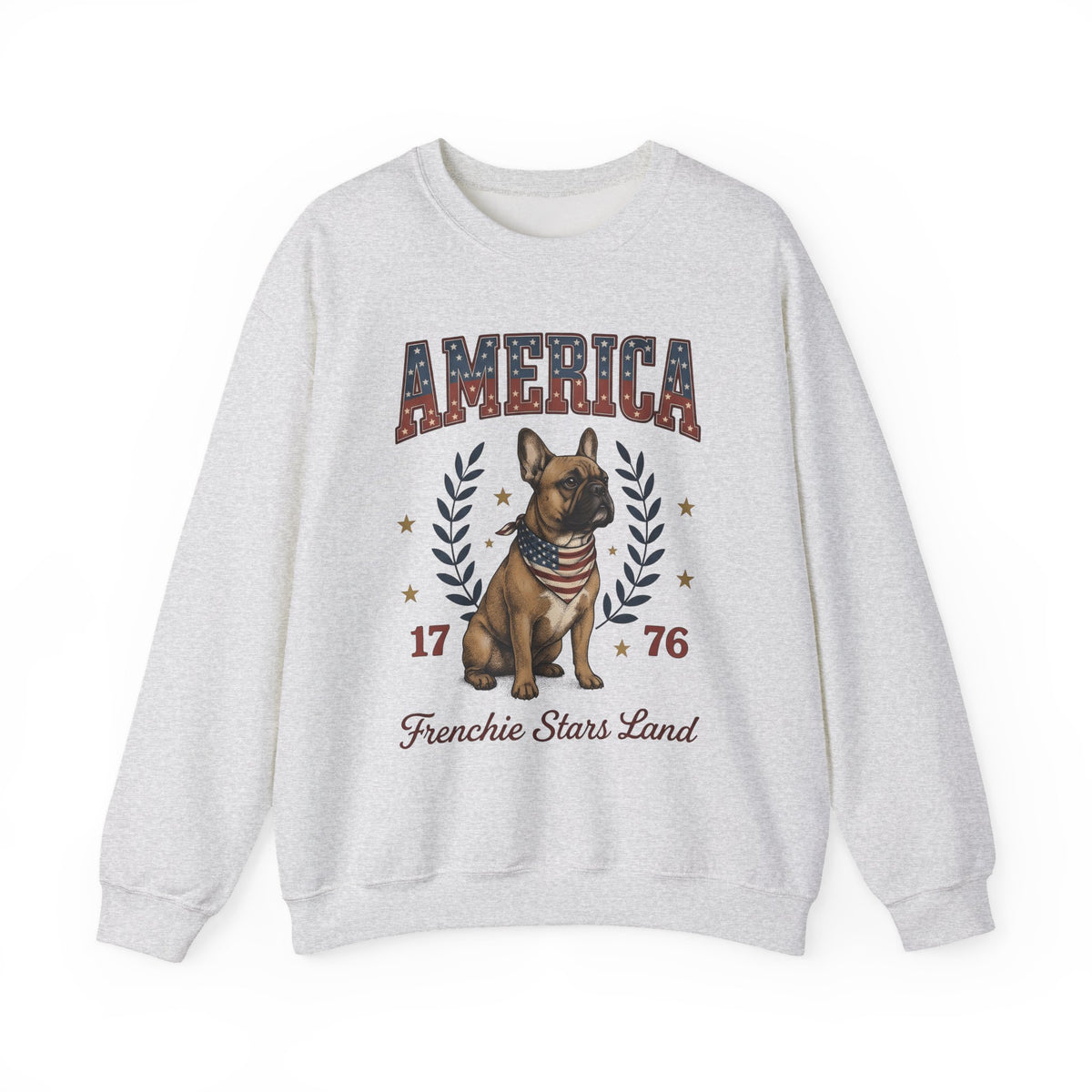 French Bulldog Sweatshirt America Patriotic Gift Women Vintage Sweatshirt Bouledogue Sweatshirt American Fan Retro Illustration Graphic Retro Stars Sweatshirt