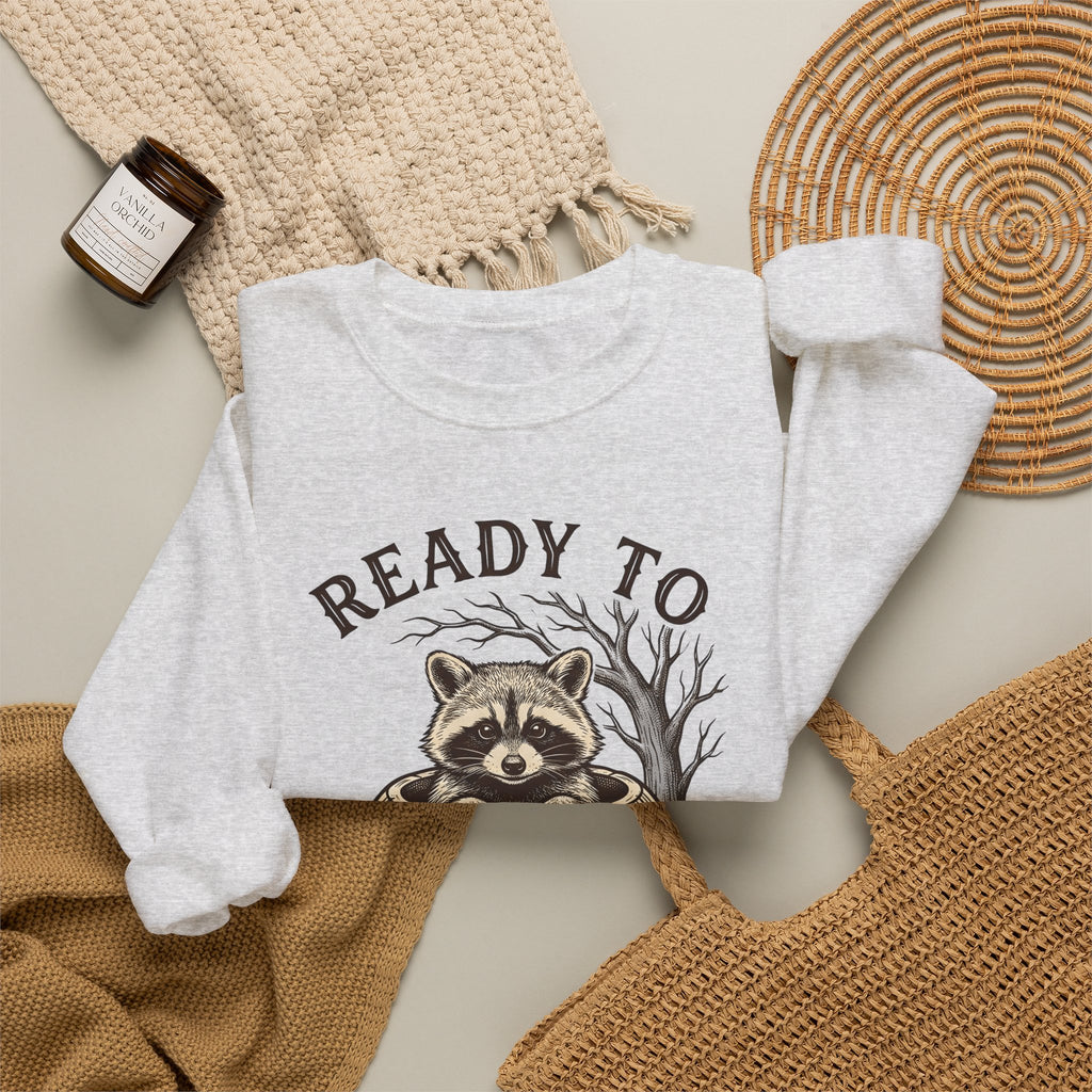 Raccoon Pumpkin Sweatshirt Halloween Animal Gift Women Vintage Sweatshirt Gourd Sweatshirt Halloween Fan Retro Sweatshirt Wildlife Graphic Hand Drawn Spooky