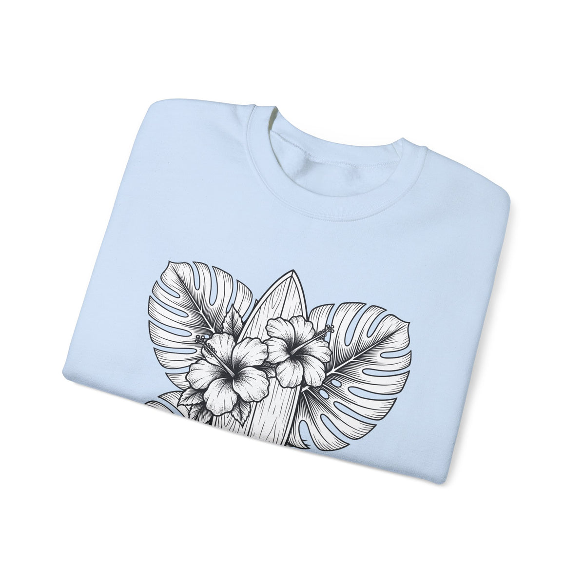 Surfboard Petals Sweatshirt Surfing Shore Gift Women Drawing Sweatshirt Surfboards Sweatshirt Surfer Fan Illustration Graphic Nature Flower Sweatshirt