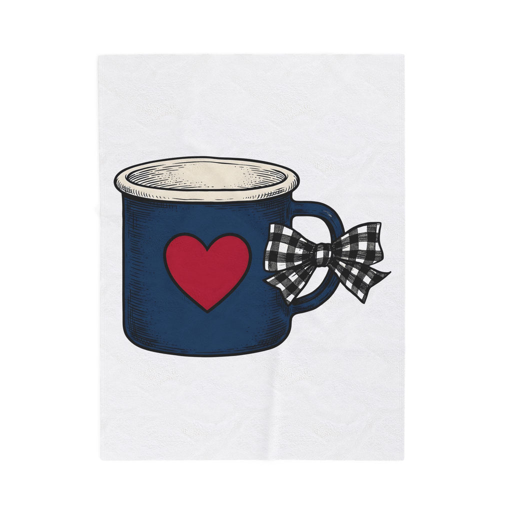 Heart Mug Holiday Coffee Gift Hand Drawn Mug Christmas Fan Coffee Cup Vintage Plaid Blanket