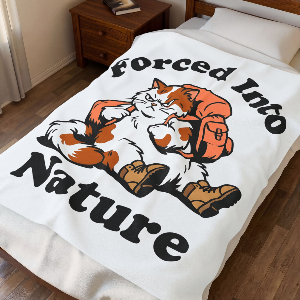 Hiking Cat Sports Activities Adventure Gift Cartoon Kitty Athlete Enthusiast Comic Exploration Blanket