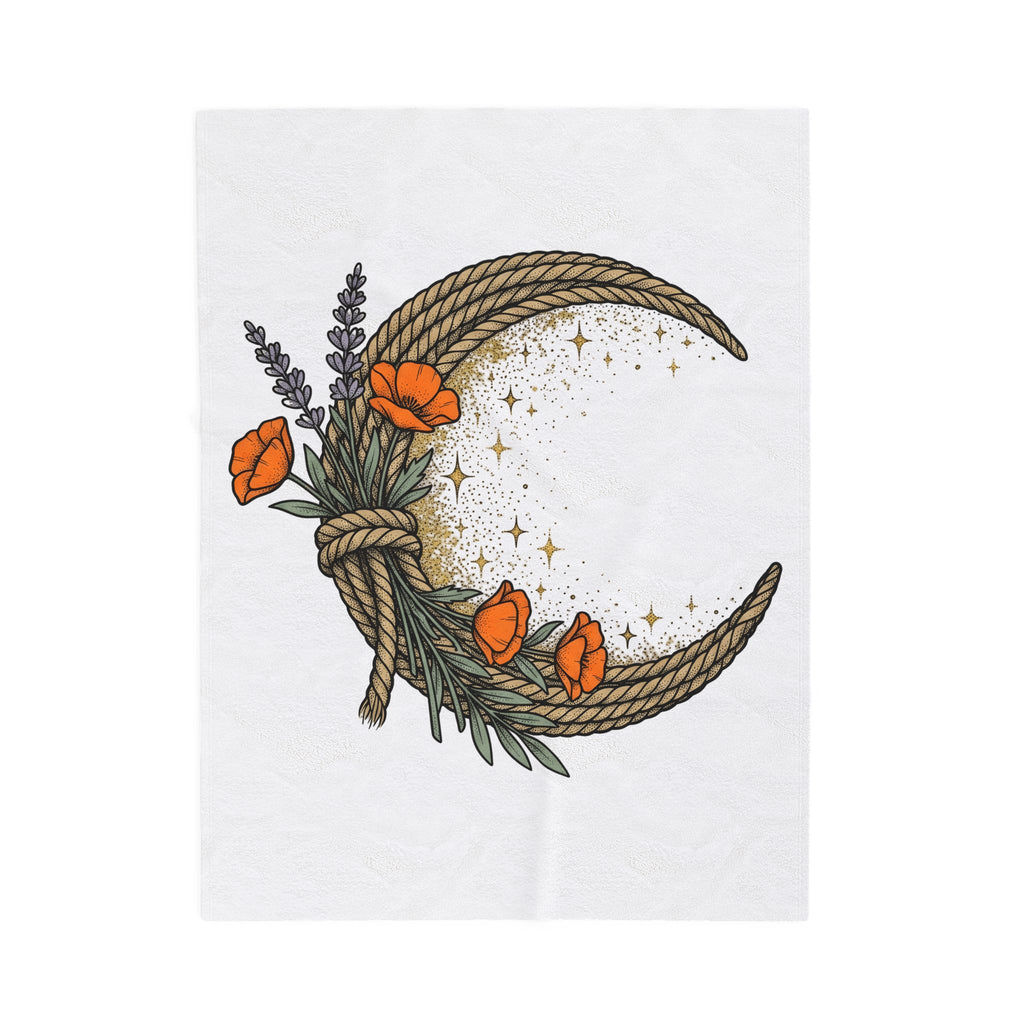 Rope Moon Blanket Cowgirl Western Gift Women Boho Blanket Lunar Blanket Rodeo Fan Hippie Blanket Country Graphic Vintage Wildflowers Blanket
