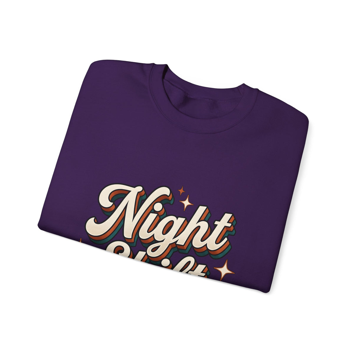Night Shift Text Sweatshirt Nurses Work Gift Women Retro Sweatshirt Nightshift Sweatshirt Nurse Enthusiast Retrostyle Sweatshirt Job Graphic Vintage Stars