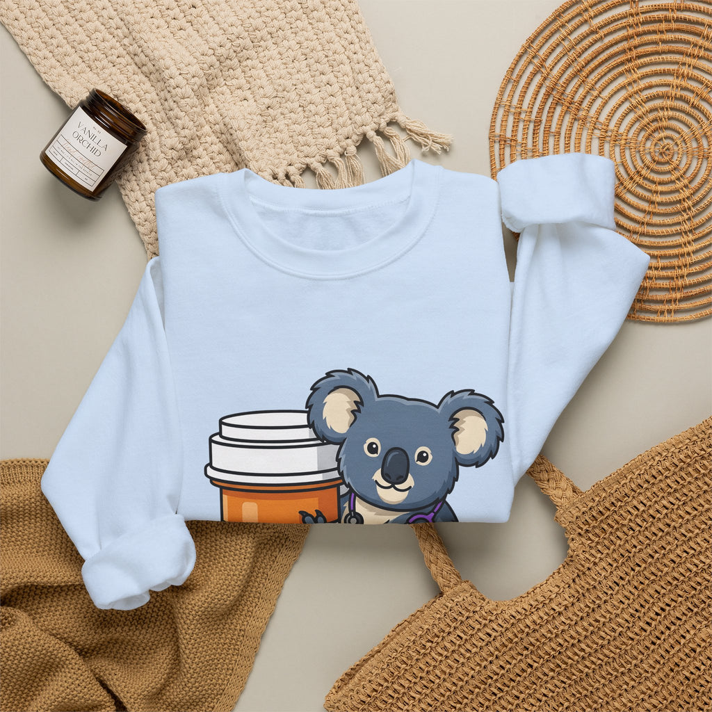 Koala Stethoscope Sweatshirt Nurses Animal Gift Women Cute Cartoon Sweatshirt Stethoscopes Sweatshirt Nurse Enthusiast Cartoonish Sweatshirt Wildlife Graphic