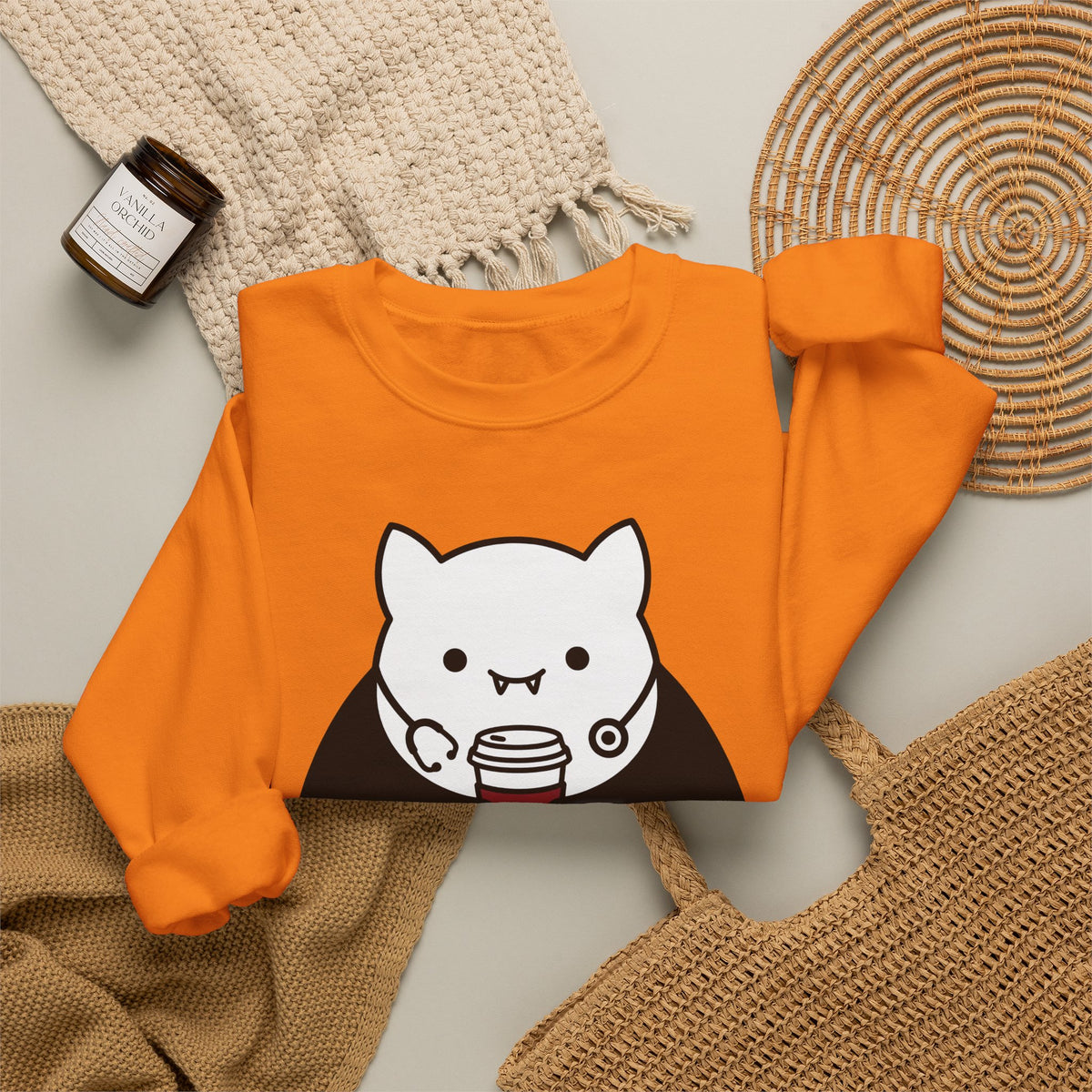 Vampire Coffee Sweatshirt Sweatshirt Nurses Fall Gift Women Cartoon Sweatshirt Coffee Cup Sweatshirt Nurse Enthusiast Comic Sweatshirt Autumn Graphic Clean Nurse
