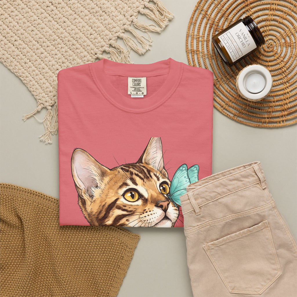 Domestic Cat Cat Fauna Gift Cartoon Kitten Cat Fan Feline Wildlife Gouache Bug T-Shirt