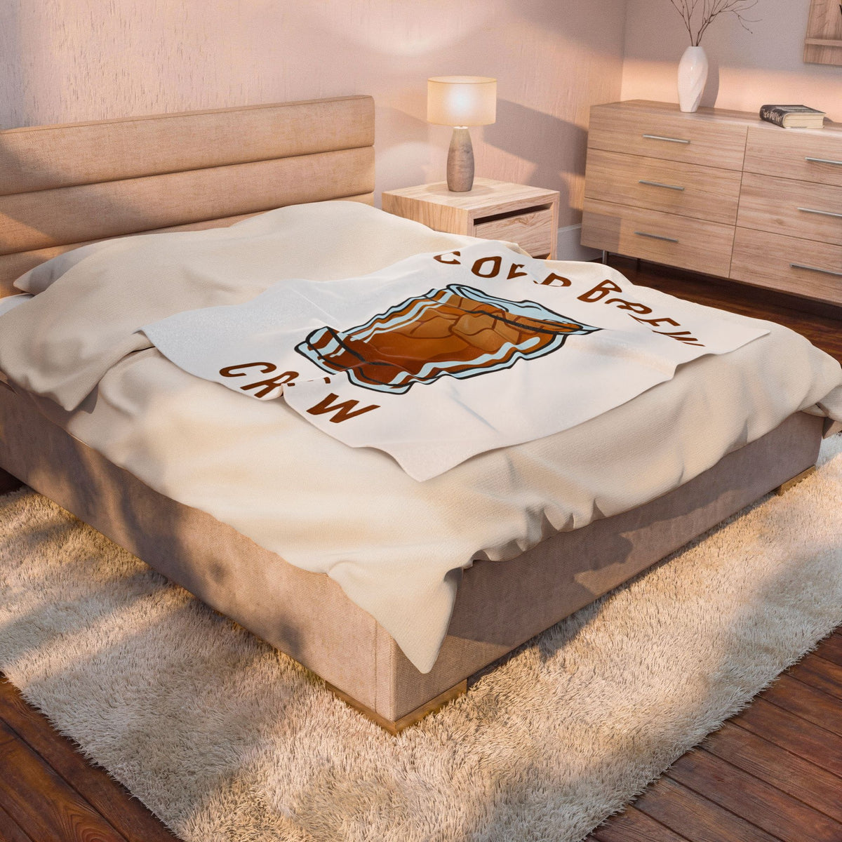 Iced Coffee Cup Blanket Coffee Cuisine Gift Women Modern Blanket Cold Brew Blanket Coffee Fan Contemporary Blanket Food Graphic Sketch Ice Cubes