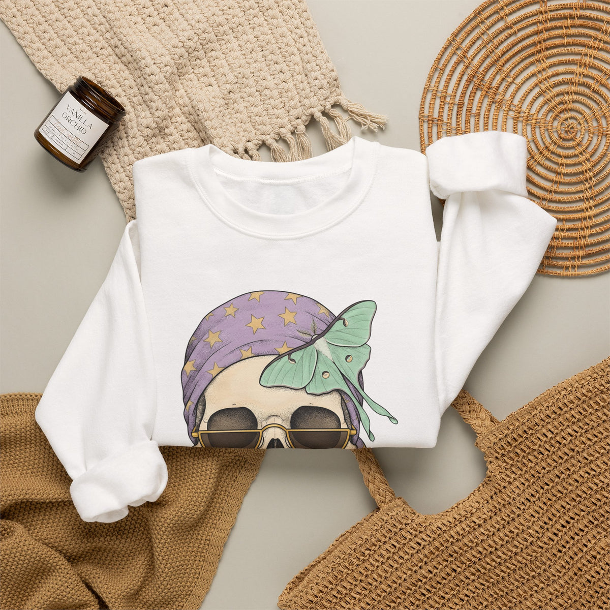 Skull Handkerchief Sweatshirt Boho Chic Gothic Fashion Gift Women Ethnic Sweatshirt Bandana Sweatshirt Bohemian Fan Tribal Sweatshirt Dark Graphic Rustic